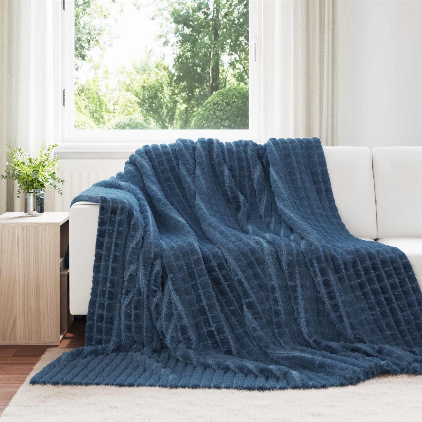 vidaXL Ριχτάρια 6 τμχ. Σκούρο μπλε 270 x 240 cm 9.6 Μαλλί