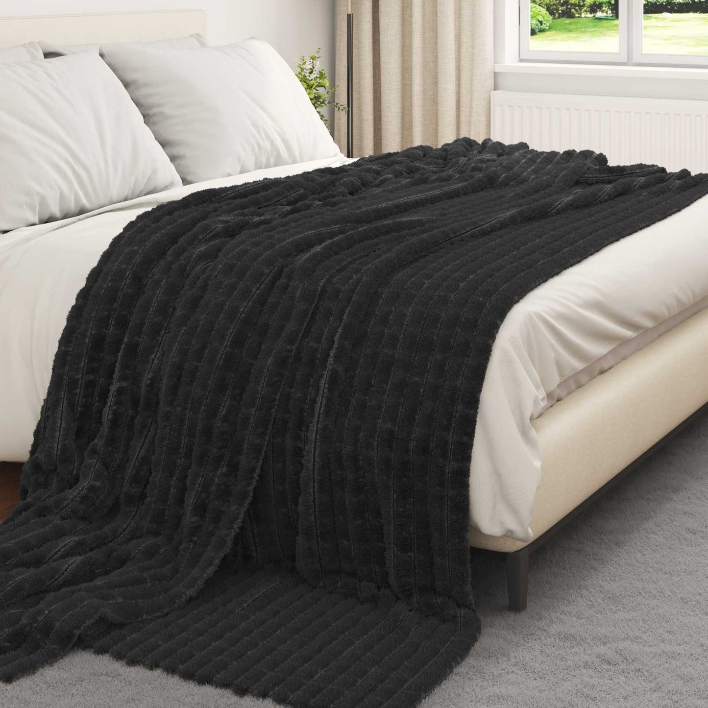 vidaXL Ριχτάρια 6 τμχ. Μαύρο 270 x 240 cm 10.54 Μαλλί