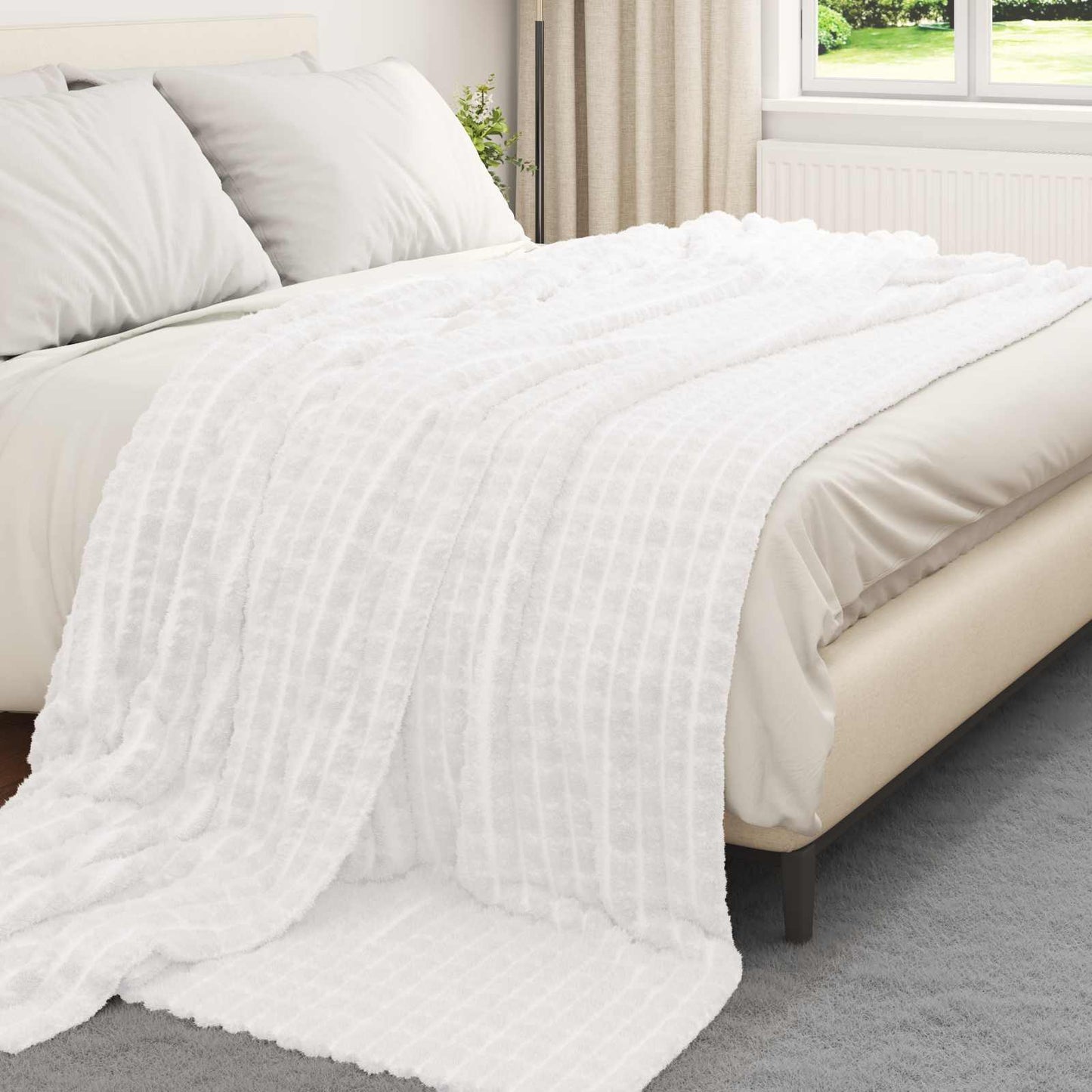 vidaXL Ριχτάρια 6 τμχ. Λευκό 240 x 220 cm 8.63 Μαλλί