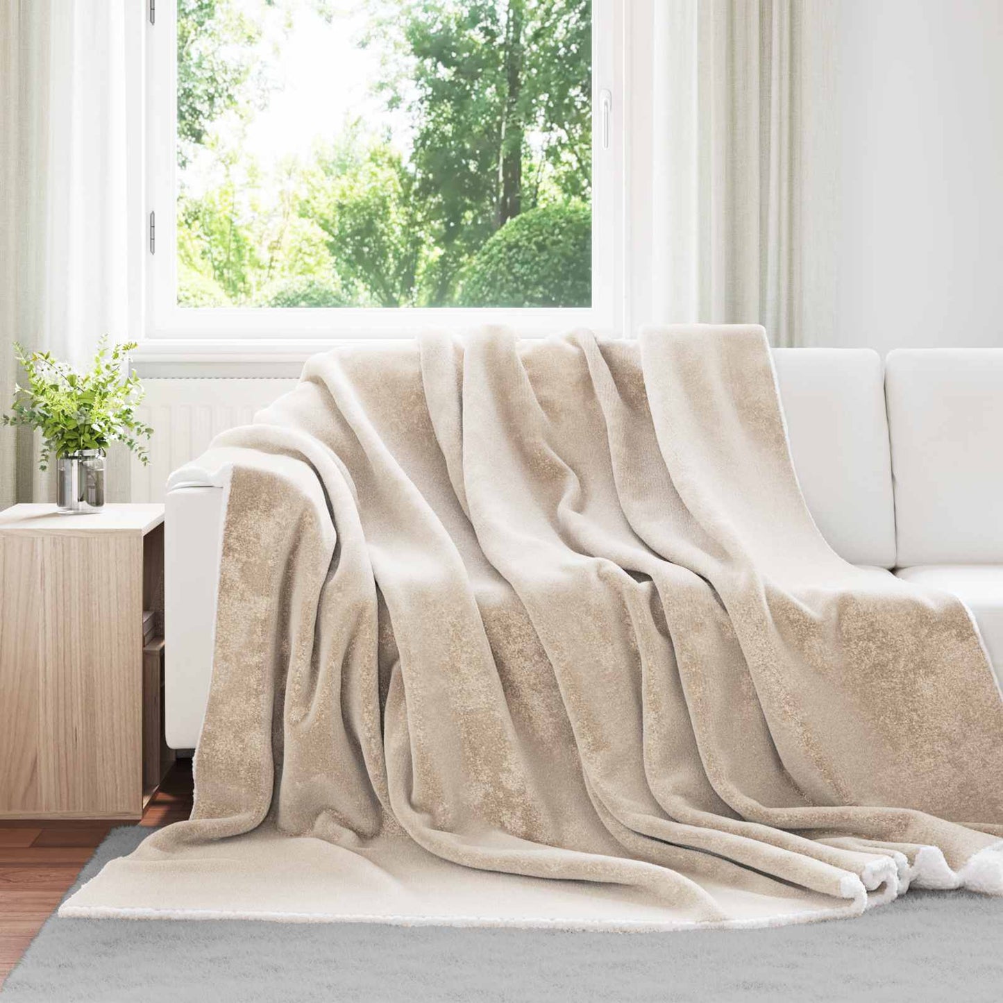 vidaXL Κουβέρτα Μπεζ 220 x 240 cm Μαλλί