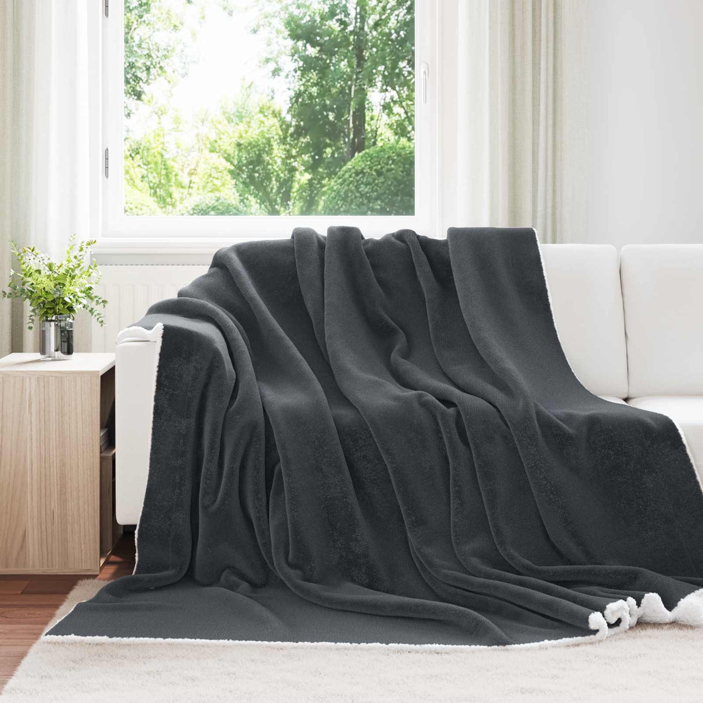 vidaXL Κουβέρτα Σκούρο Γκρι 240 x 270 εκ. Μαλλί