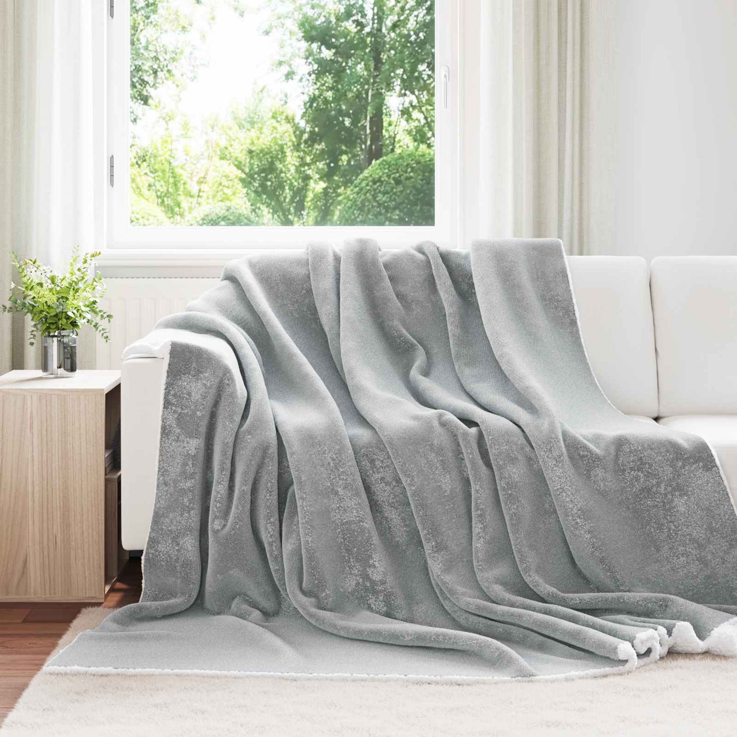 vidaXL Κουβέρτα Γκρι 240 x 270 εκ. Μαλλί