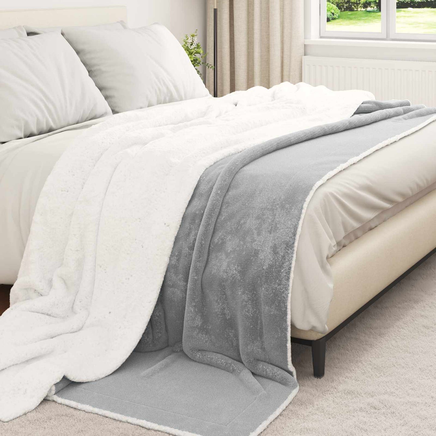 vidaXL Κουβέρτα Γκρι 240 x 270 εκ. Μαλλί