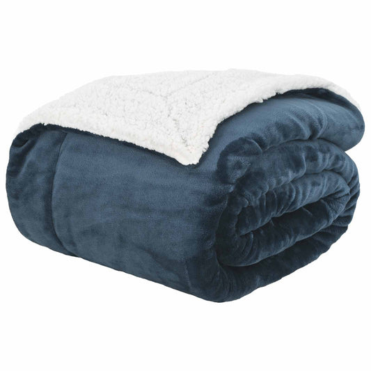 vidaXL Κουβέρτα Σκούρο μπλε 130 x 150 cm Μαλλί