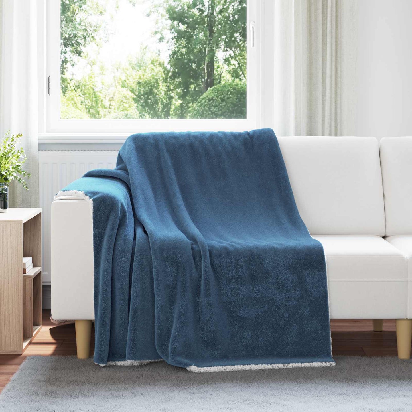 vidaXL Κουβέρτα Σκούρο μπλε 150 x 200 cm Μαλλί