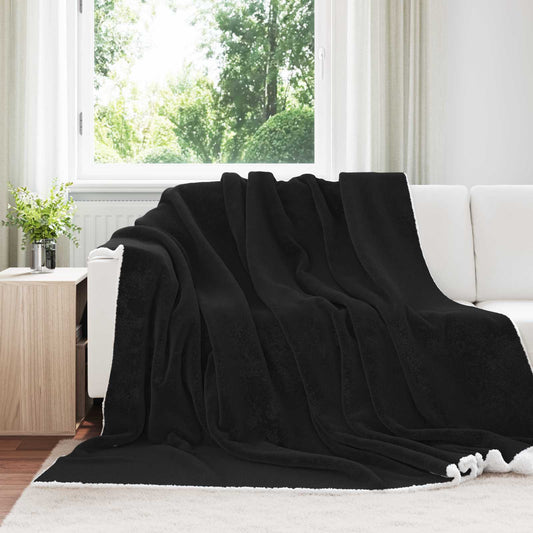 vidaXL Κουβέρτα Μαύρο 220 x 240 cm Μαλλί