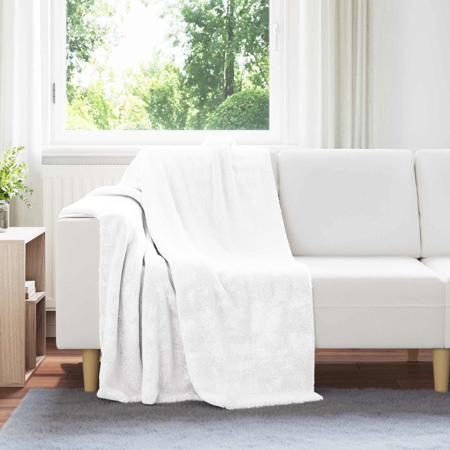 vidaXL Κουβέρτα Λευκό 130 x 150 cm Μαλλί