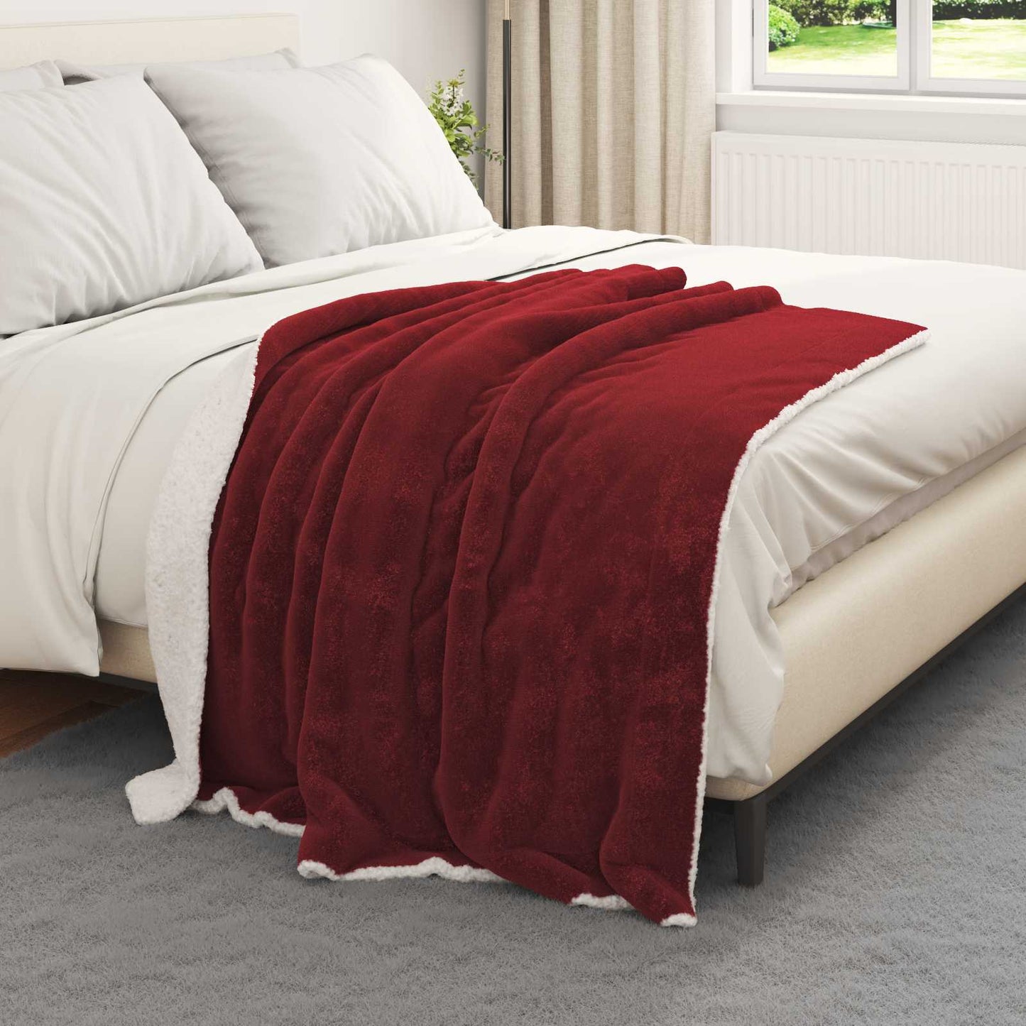 vidaXL Κουβέρτα Βεραμάν Κόκκινο 130 x 150 cm Μαλλί