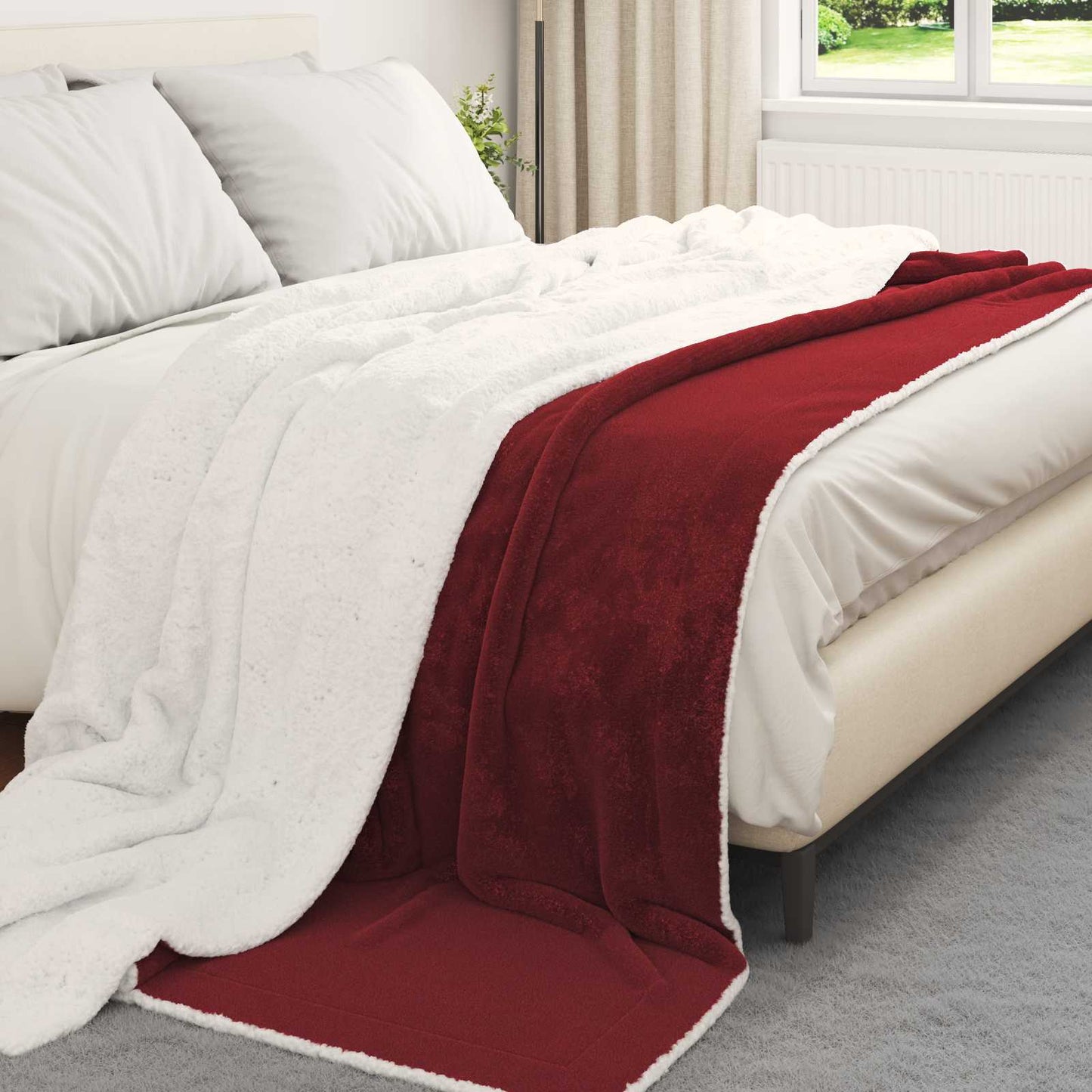 vidaXL Κουβέρτα Βεραμάν Κόκκινο 220 x 240 cm Μαλλί