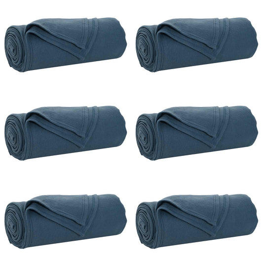 vidaXL Ριχτάρια 6 pcs Σκούρο μπλε 270 x 240 cm Μαλλί