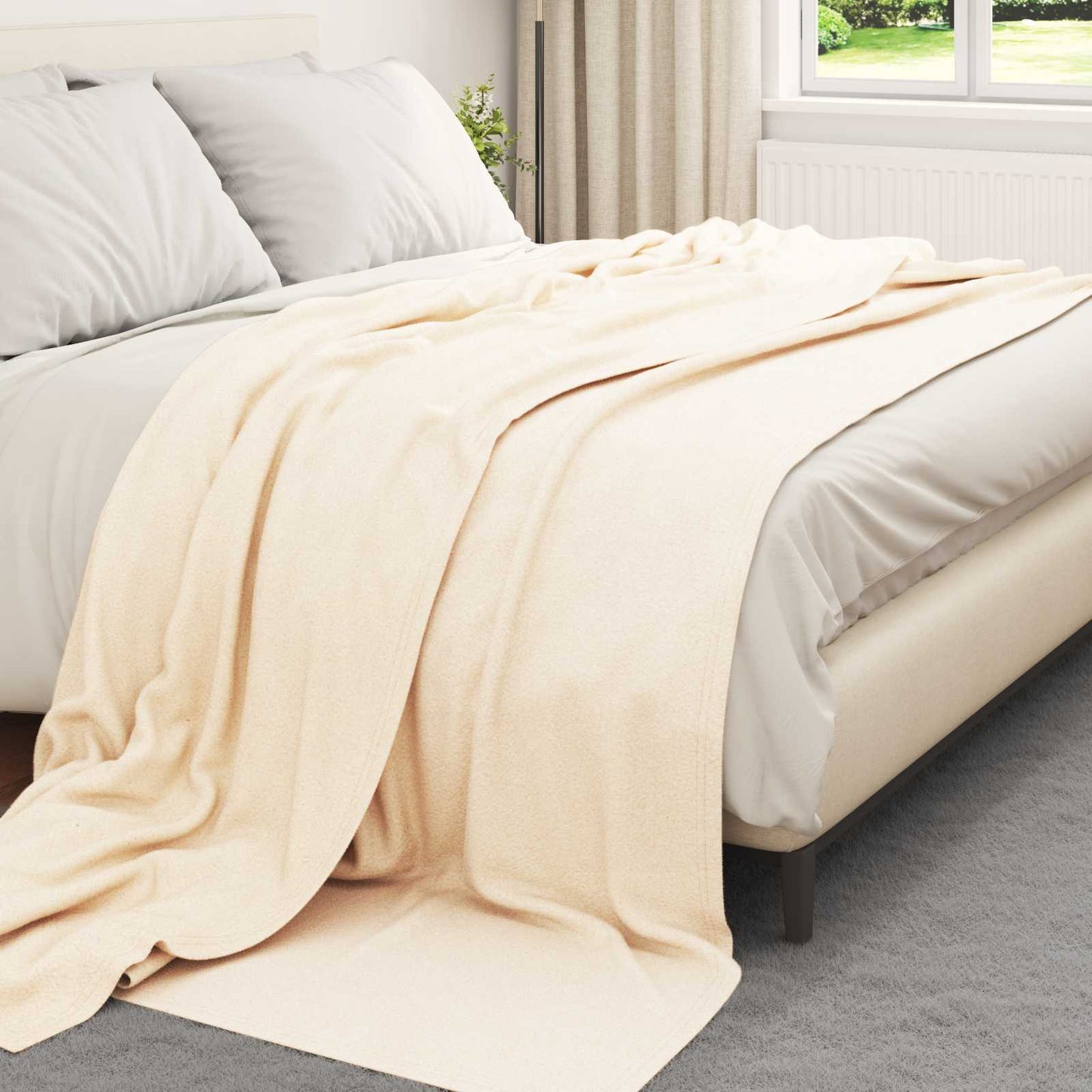 vidaXL Ριχτάρια 24 pcs Κρεμ 240 x 220 cm Μαλλί
