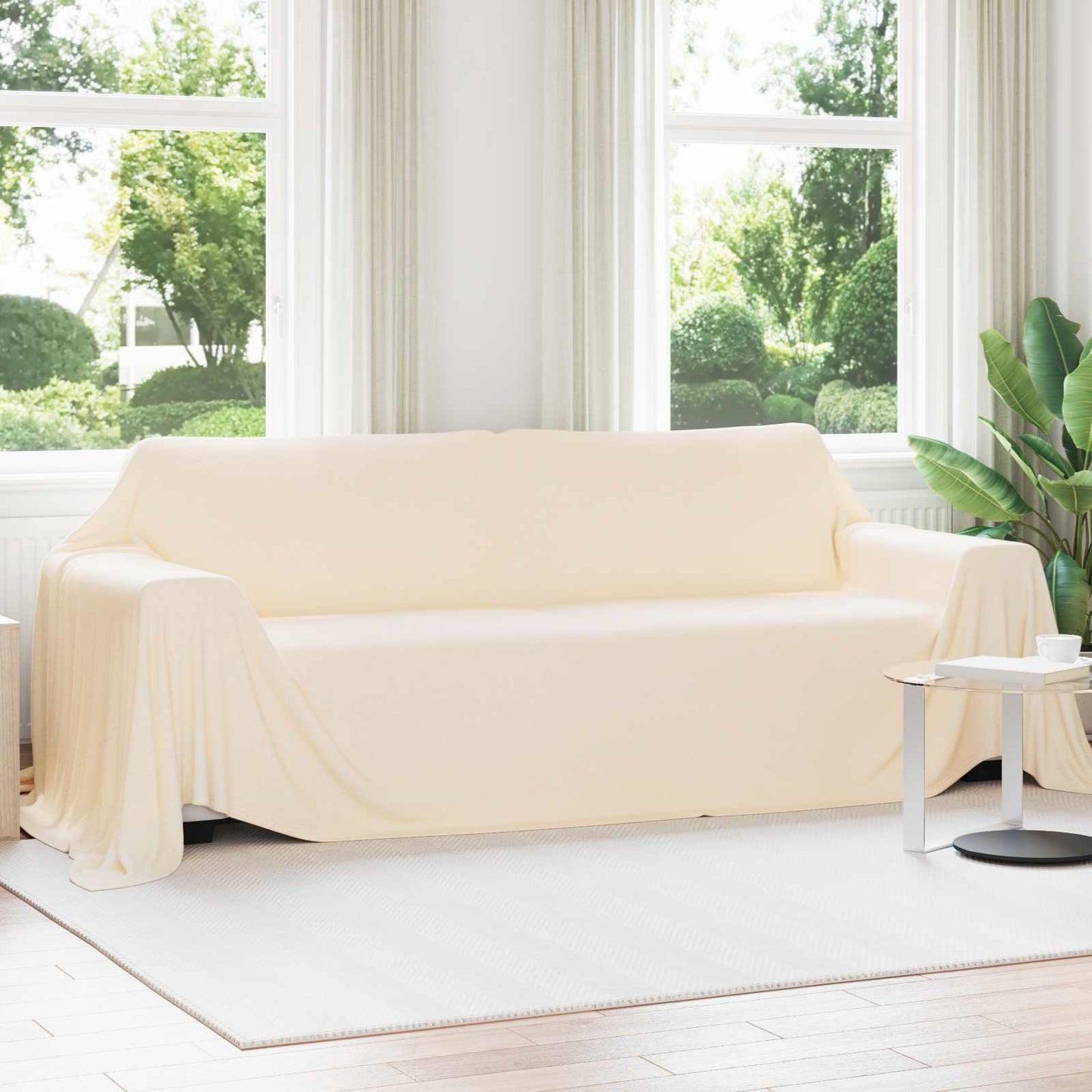 vidaXL Κουβέρτα Κρεμ 350 x 270 εκ. Μαλλί