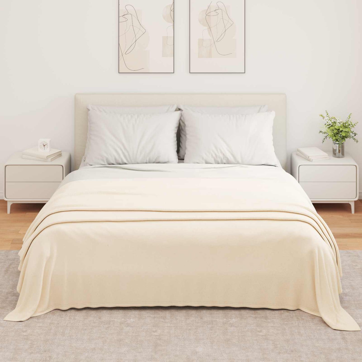 vidaXL Κουβέρτα Κρεμ 350 x 270 εκ. Μαλλί