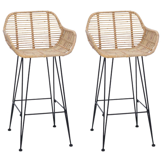 vidaXL Καρέκλα Μπαρ 2 pcs 55 x 52 x 92 εκ Καλάμι και Σίδερο