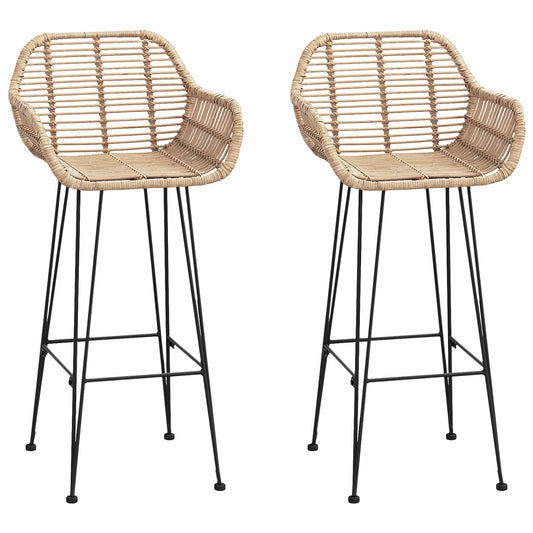 vidaXL Καρέκλα Μπαρ 2 pcs 55 x 52 x 105 εκ Καλάμι και Σίδερο
