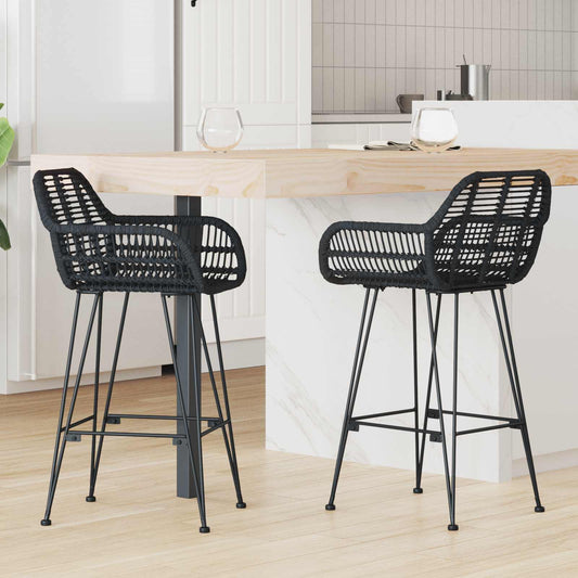 vidaXL Καρέκλα Μπαρ 2 pcs 55 x 52 x 92 εκ Καλάμι και Σίδερο
