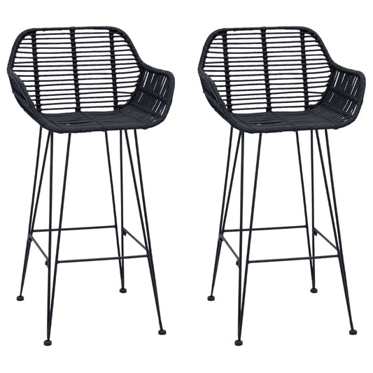vidaXL Καρέκλα Μπαρ 2 pcs 55 x 52 x 92 εκ Καλάμι και Σίδερο