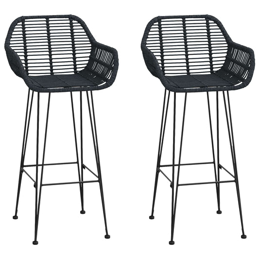 vidaXL Καρέκλα Μπαρ 2 pcs 55 x 52 x 105 εκ Καλάμι και Σίδερο