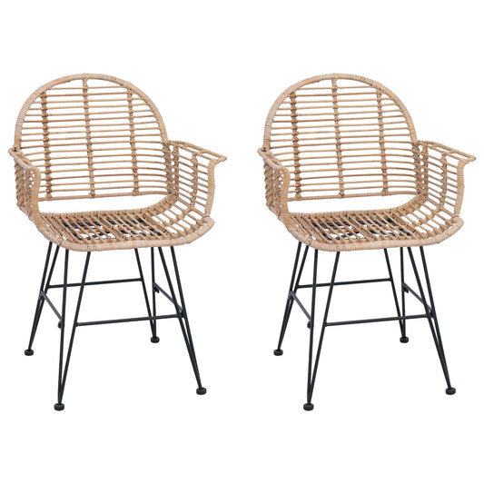 vidaXL Καρέκλα τραπεζαρίας 2 pcs Φυσικό 44 x 44 x 74 εκ.