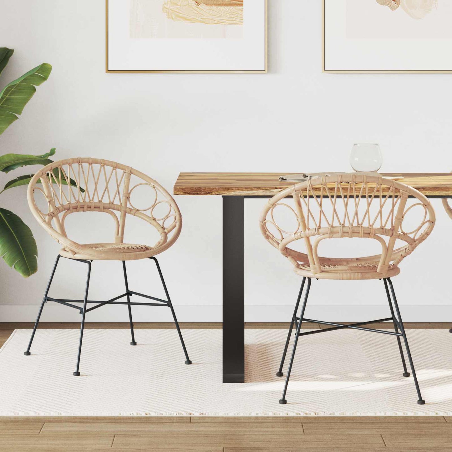 vidaXL Καρέκλα τραπεζαρίας 2 pcs Φυσικό 65 x 55,5 x 81 εκ