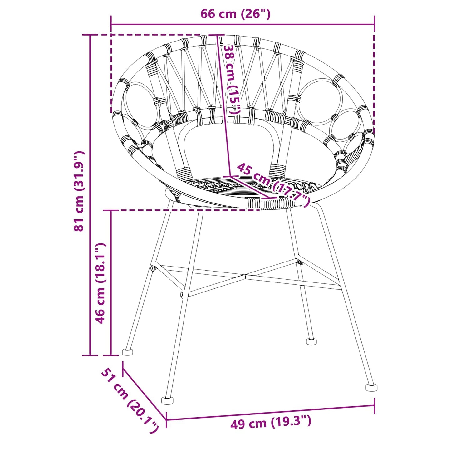 vidaXL Καρέκλα τραπεζαρίας 2 pcs Φυσικό 65 x 55,5 x 81 εκ