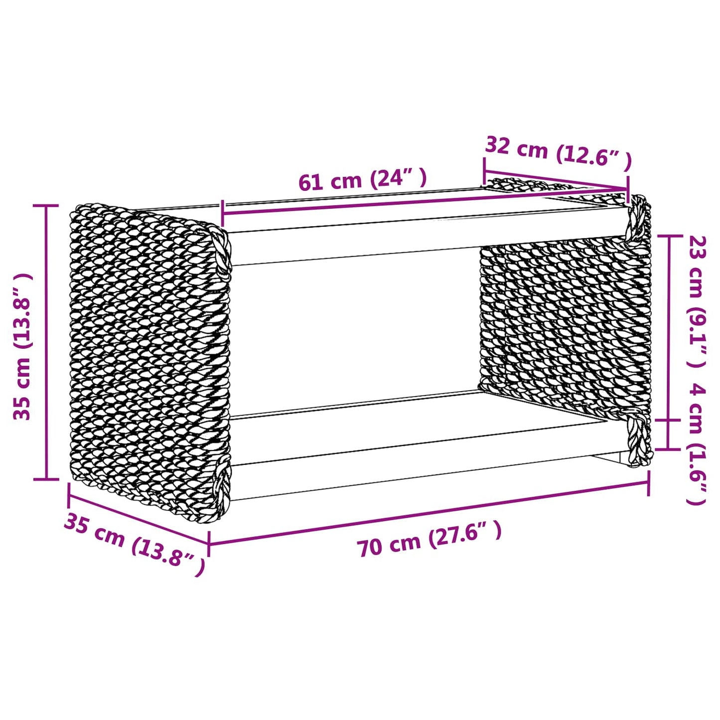 vidaXL Τραπεζάκι σαλονιού Φυσικό 70 x 35 x 35 cm Στερεό ξύλο Μαόνι