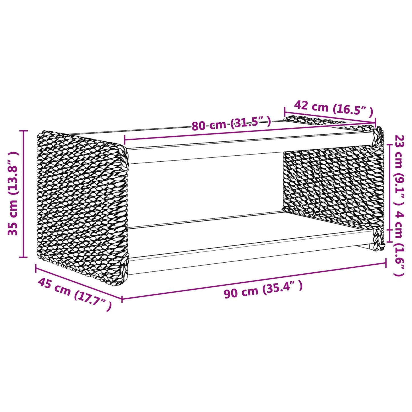 vidaXL Τραπεζάκι σαλονιού Φυσικό 90 x 45 x 35 cm Στερεό ξύλο Μαόνι