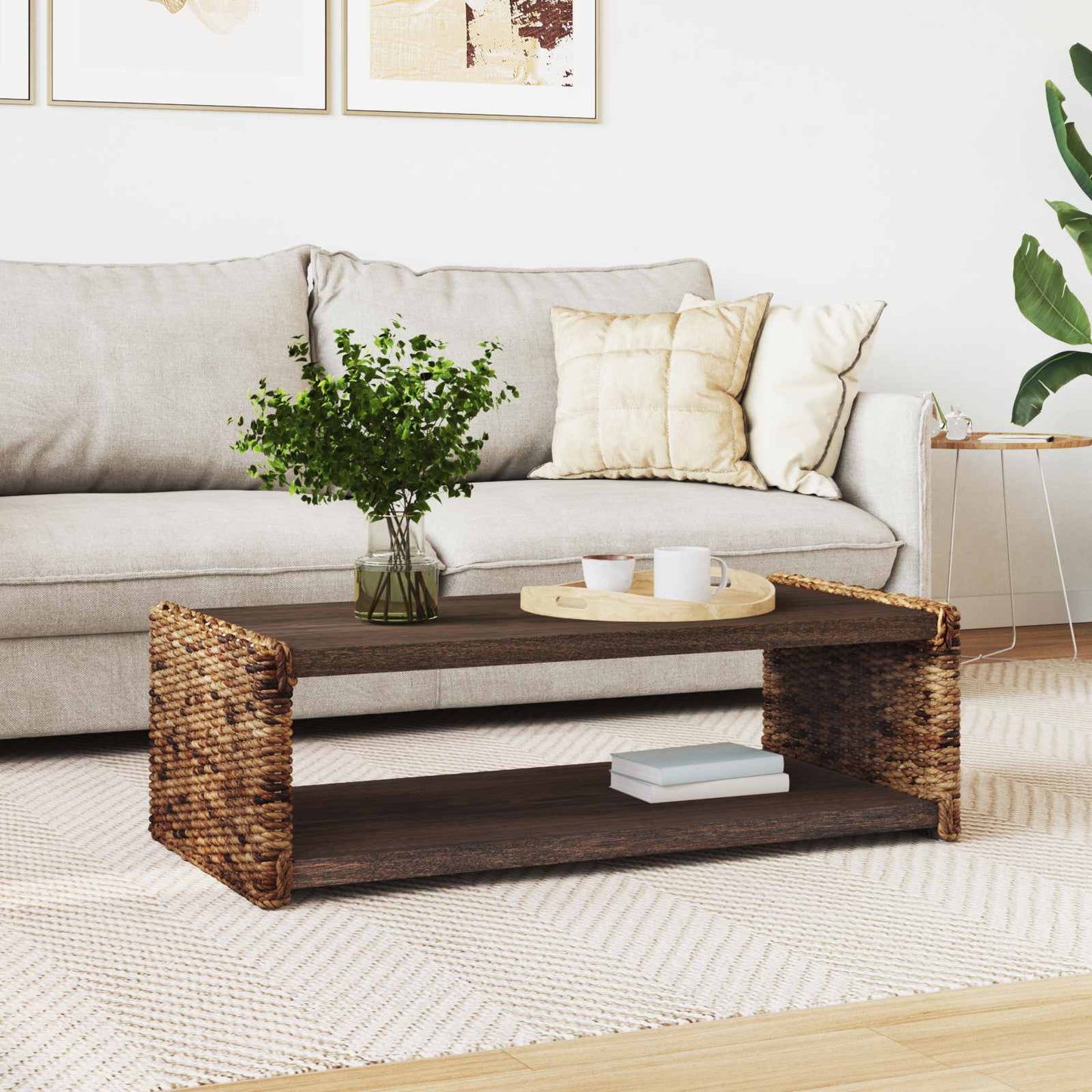 vidaXL Τραπεζάκι σαλονιού Φυσικό 110 x 55 x 35 cm Στερεό ξύλο Μαόνι