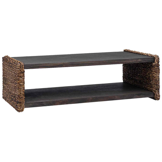 vidaXL Τραπεζάκι σαλονιού Φυσικό 110 x 55 x 35 cm Στερεό ξύλο Μαόνι
