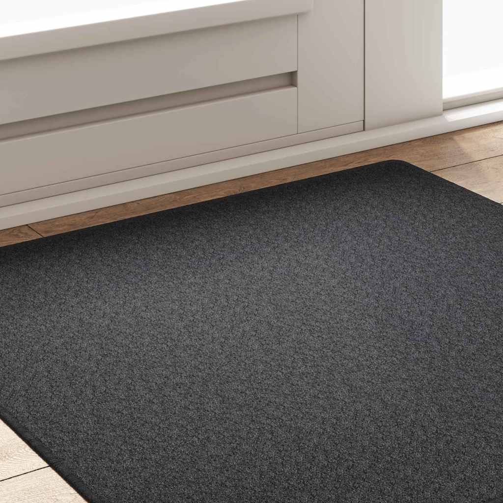 vidaXL Δερμάτινο Χαλί Σκούρο Γκρι 100 x 100 cm 100% Πολυπροπυλένιο