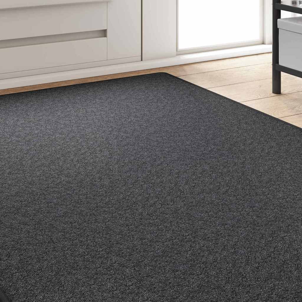 vidaXL Δερμάτινο Χαλί Σκούρο Γκρι 100 x 250 cm 100% Πολυπροπυλένιο
