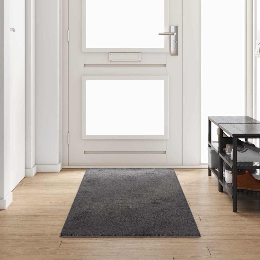 vidaXL Δερμάτινο Χαλί Γκρι 80 x 300 cm 100% Πολυπροπυλένιο Τούφτα