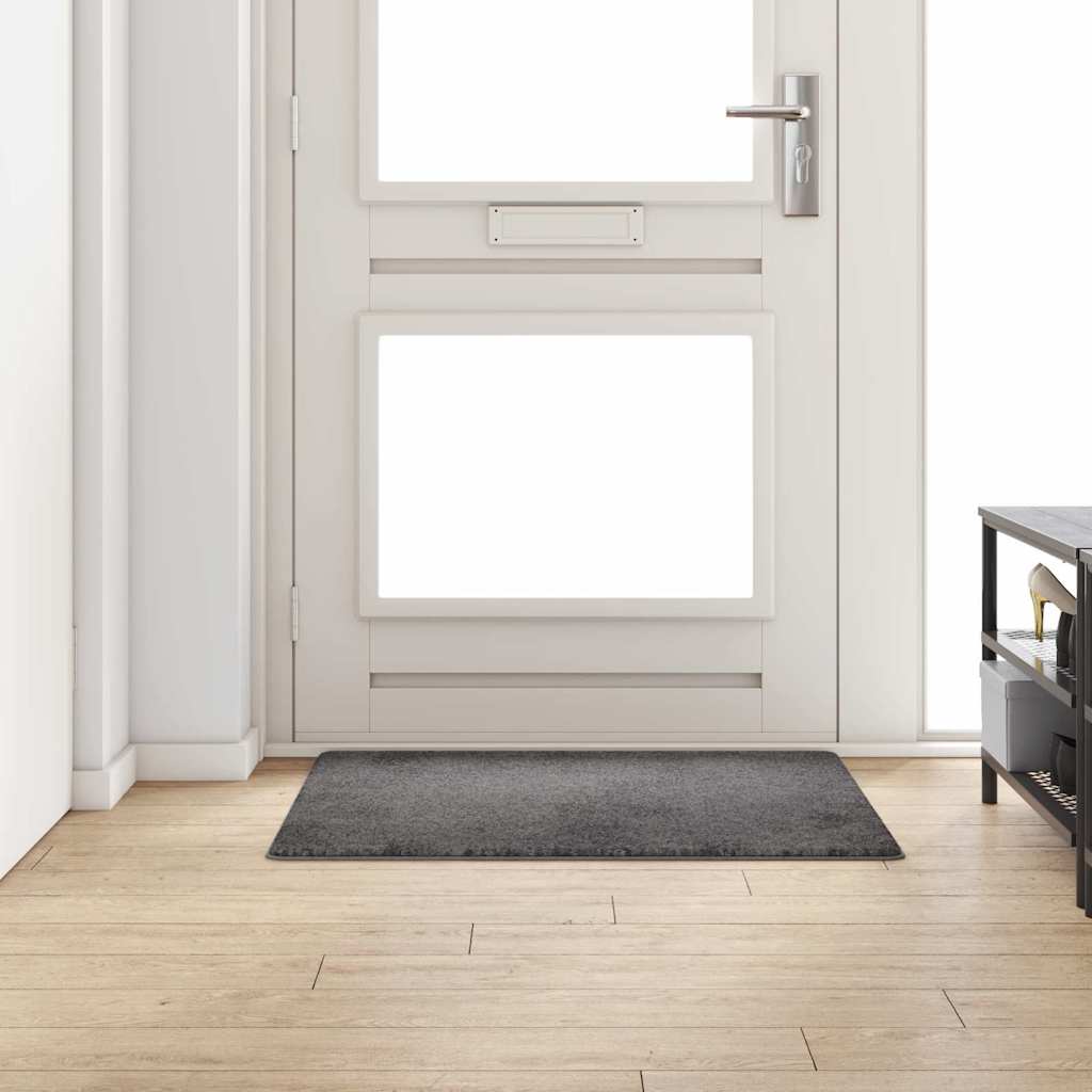 vidaXL Δερμάτινο Χαλί Γκρι 100 x 100 cm 100% Πολυπροπυλένιο Τούφτα