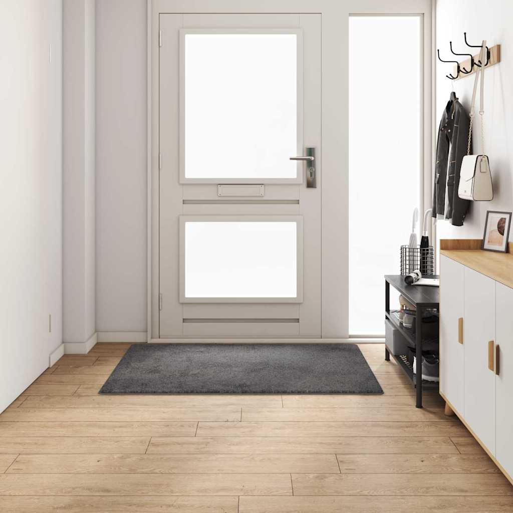 vidaXL Δερμάτινο Χαλί Γκρι 100 x 150 cm 100% Πολυπροπυλένιο Τούφτα