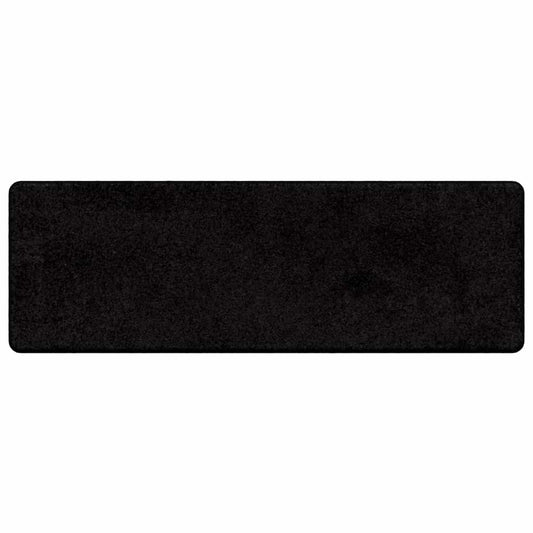 vidaXL Δερμάτινο Χαλί Μαύρο 50 x 150 cm 100% Πολυπροπυλένιο Τούφτα