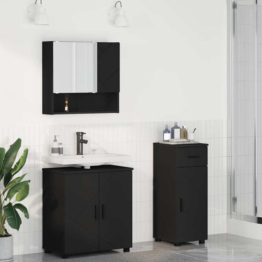 vidaXL Σετ Επίπλων Μπάνιου 3 τμχ. Μαύρο 61 x 35 x 64 εκ.