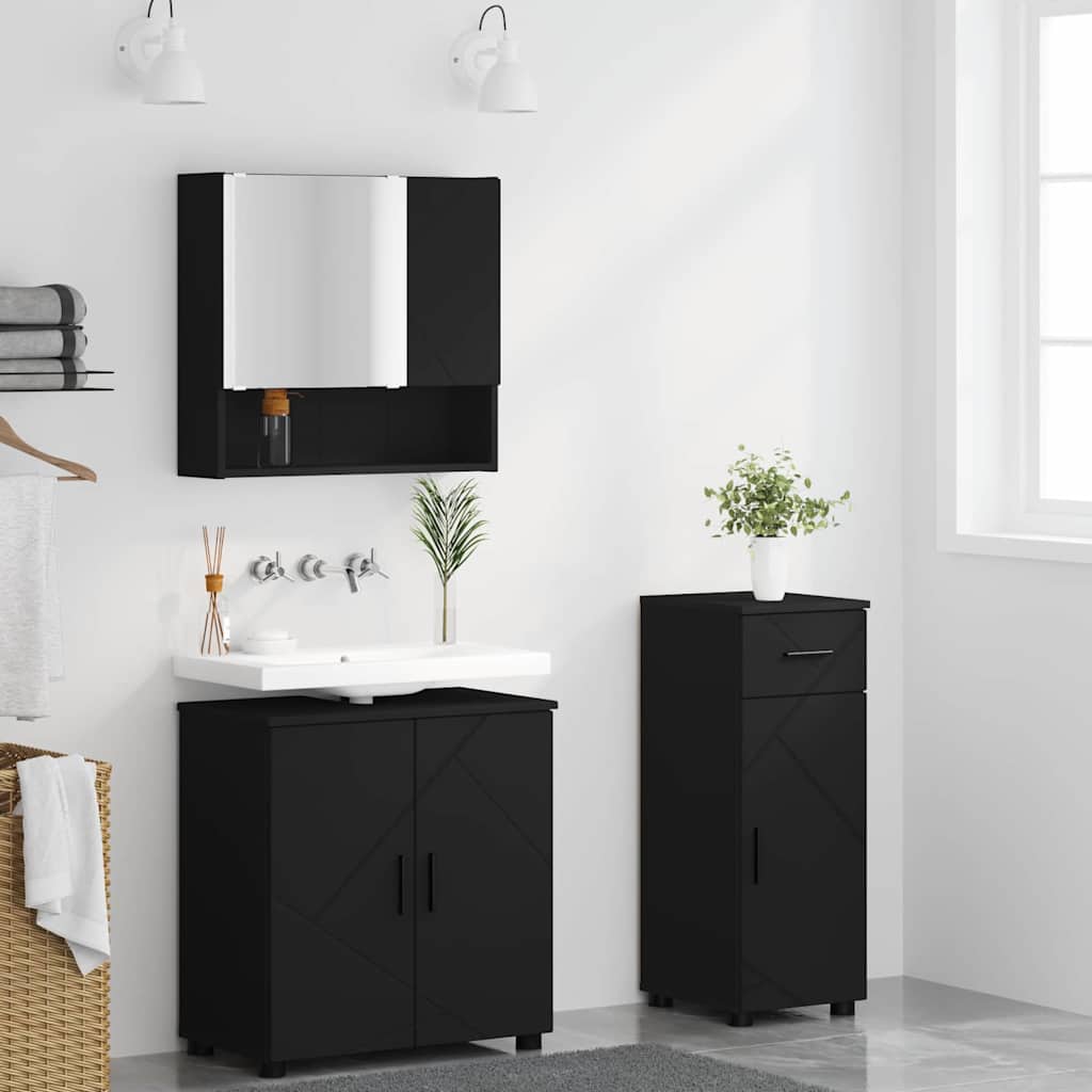 vidaXL Σετ Επίπλων Μπάνιου 3 τμχ. Μαύρο 61 x 35 x 64 εκ.
