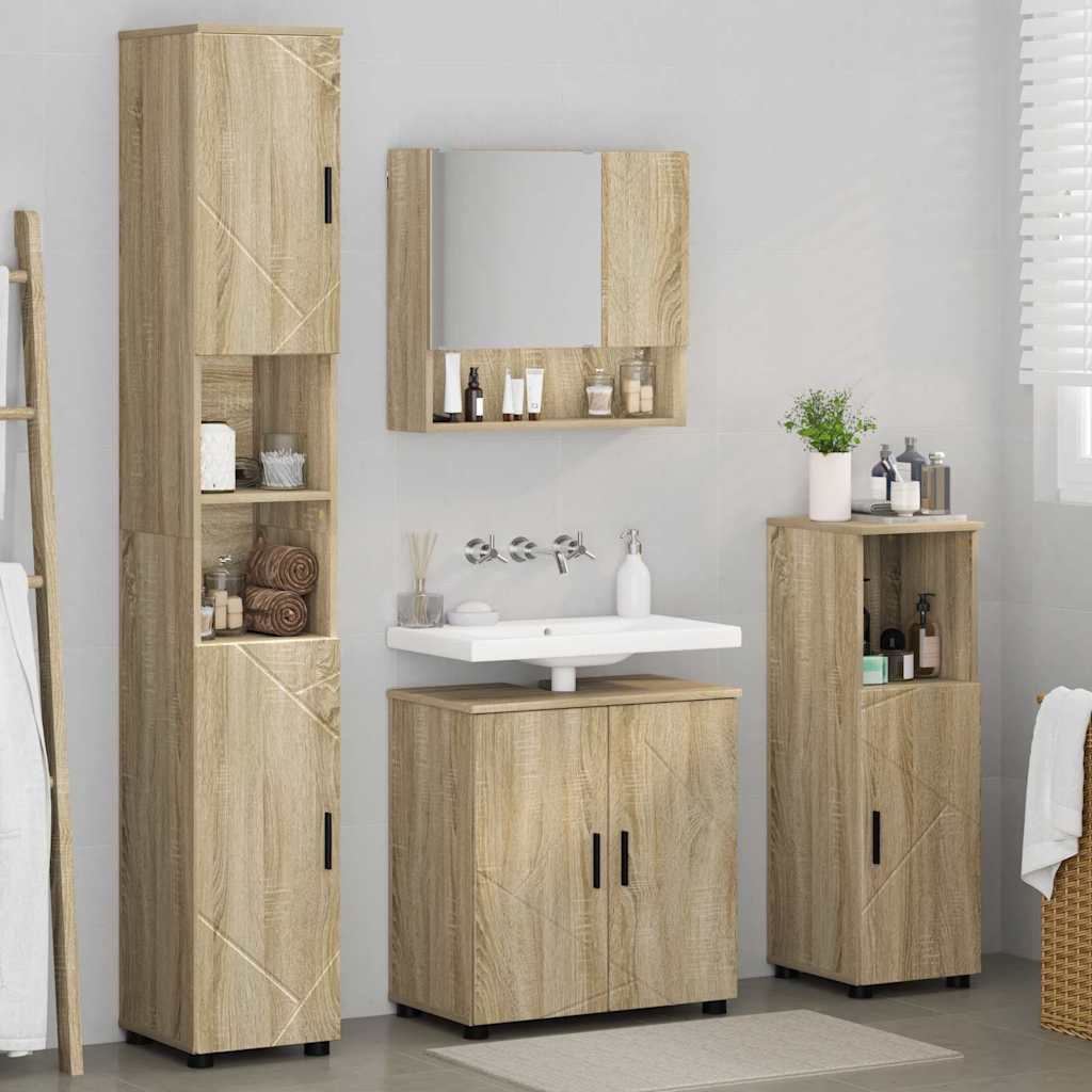 vidaXL Σετ Επίπλων Μπάνιου 4 τμχ. Δρύς Sonoma 61 x 35 x 64 εκ.