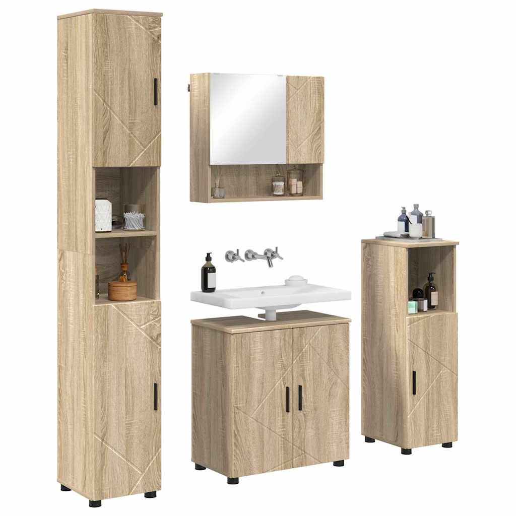 vidaXL Σετ Επίπλων Μπάνιου 4 τμχ. Δρύς Sonoma 61 x 35 x 64 εκ.