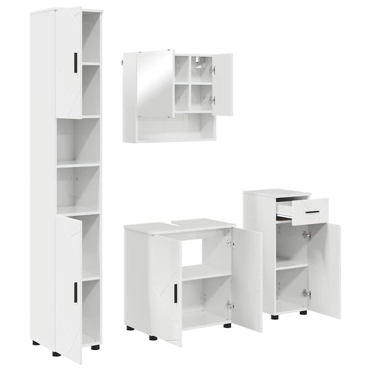 vidaXL Σετ Επίπλων Μπάνιου με συρτάρι 4 pcs Υψηλής γυαλάδας λευκό