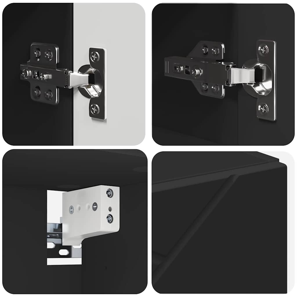 vidaXL Σετ Επίπλων Μπάνιου 5 pcs Μαύρο Επεξεργασμένο ξύλο & Μέταλλο