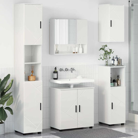 vidaXL Σετ Επίπλων Μπάνιου Επιτοίχιο 5 pcs Υψηλής γυαλάδας λευκό
