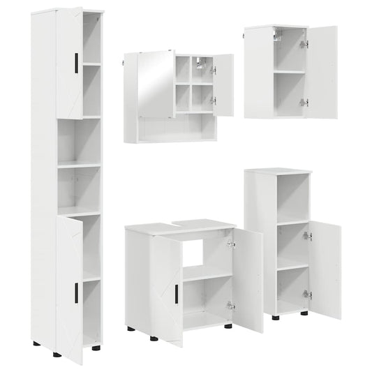 vidaXL Σετ Επίπλων Μπάνιου Επιτοίχιο 5 pcs Υψηλής γυαλάδας λευκό
