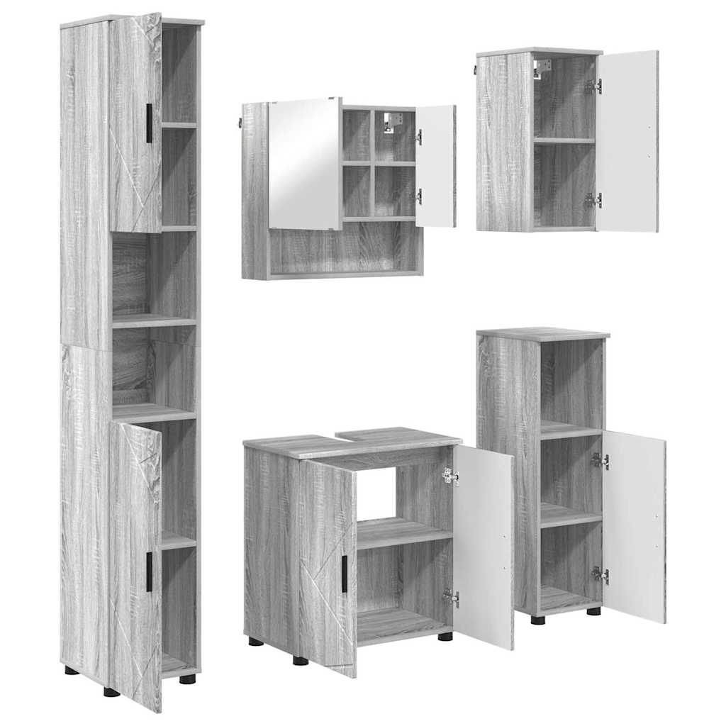 vidaXL Σετ Επίπλων Μπάνιου 5 τμχ. Γκρι Sonoma 61 x 35 x 64 εκ.
