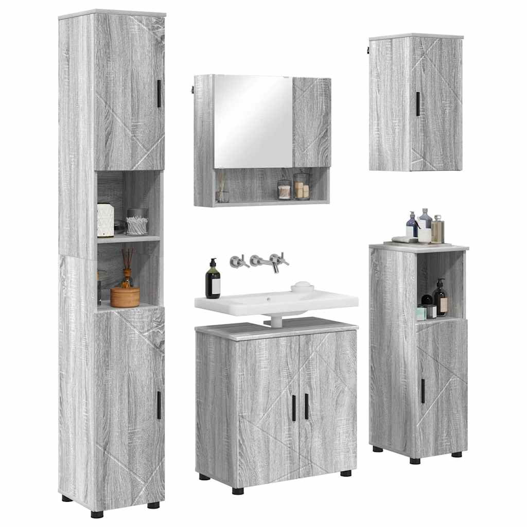 vidaXL Σετ Επίπλων Μπάνιου 5 τμχ. Γκρι Sonoma 61 x 35 x 64 εκ.