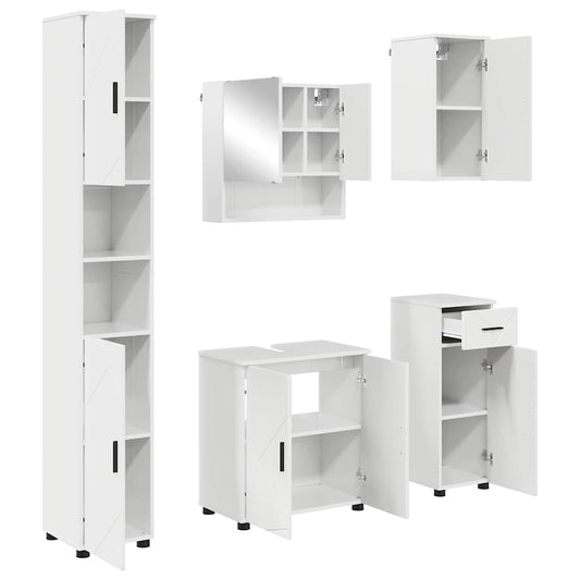 vidaXL Σετ Επίπλων Μπάνιου με συρτάρι 5 pcs Υψηλής γυαλάδας λευκό