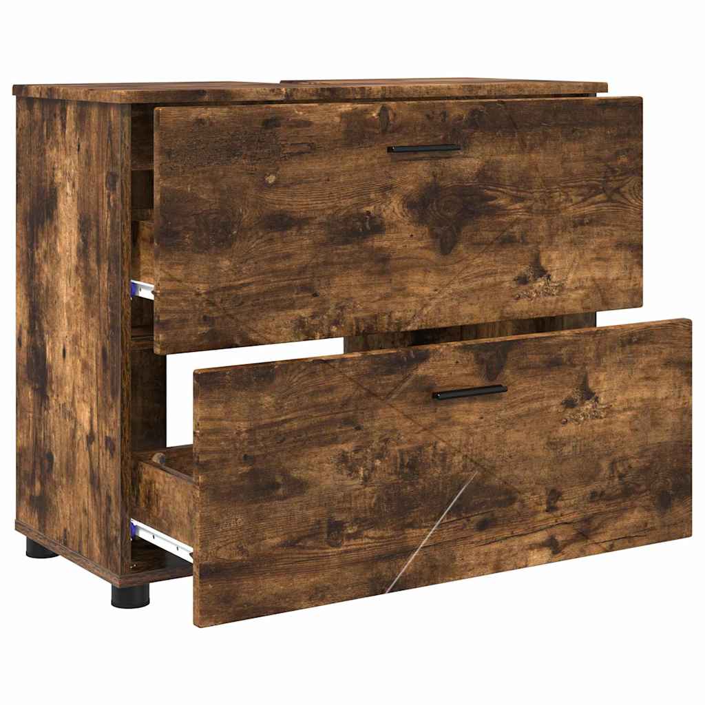 vidaXL Σετ Επίπλων Μπάνιου με συρτάρι με ράφι 3 pcs Καπνιστό Δρύς