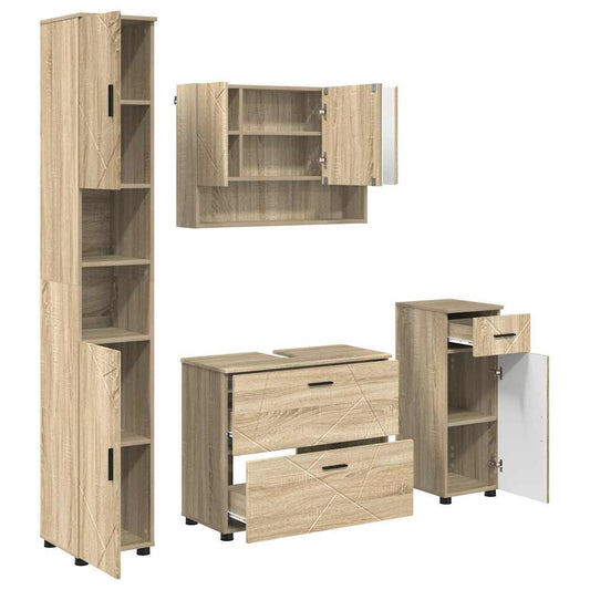 vidaXL Σετ Επίπλων Μπάνιου 4 τμχ. Δρύς Sonoma 35 x 30 x 192 εκ