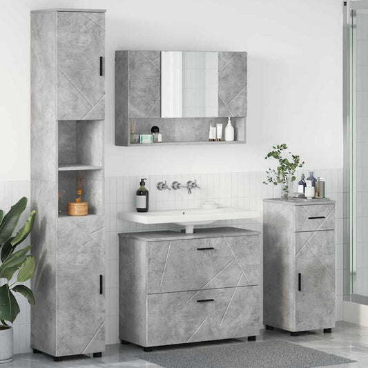 vidaXL Σετ Επίπλων Μπάνιου 4 τμχ. Σκυρόδεμα Γκρι 35 x 30 x 192 εκ