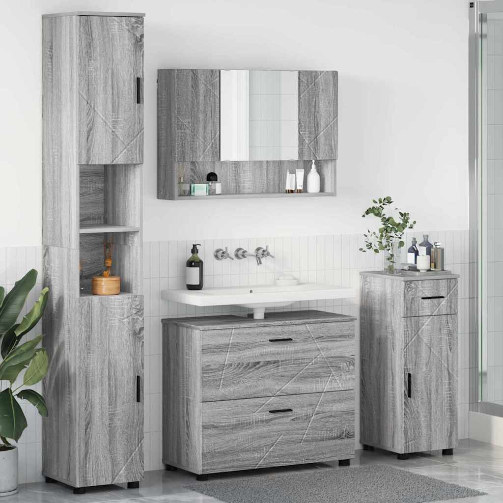 vidaXL Σετ Επίπλων Μπάνιου 4 τμχ. Γκρίζο Σονομα 35 x 30 x 192 εκ
